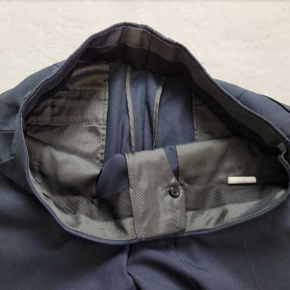 Men's 34x34 Kenneth Cole Reaction stretch modern fit flat front dress pant navy - Picture 6 of 13